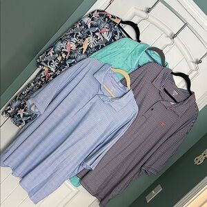 BUNDLE: 3XL TALL IZOD Men's Casual Shirts in Blue, Teal, and Multicolor Patterns